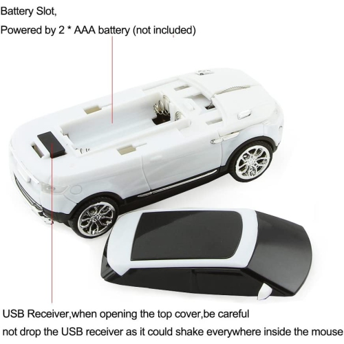 Car Mouse Wireless 2.4GHz Cool Sport SUV Car Shape Mouse Optical Mice with Adjustable DPI 1600 with USB Receiver Suitable for PC/Computer/Laptop