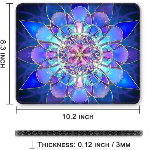 Gaming Mouse Pad, Rectangle Mandala Mouse Mat, Small Mousepad with Designs, Non-Slip Rubber Mouse Pad with Stitched Edges, Custom Office Mouse Pad
