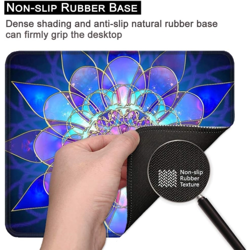 Gaming Mouse Pad, Rectangle Mandala Mouse Mat, Small Mousepad with Designs, Non-Slip Rubber Mouse Pad with Stitched Edges, Custom Office Mouse Pad