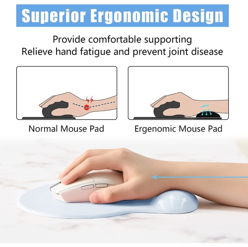 Ergonomic Mouse Pad with Wrist Rest Support, Gel Mouse Pads with Non-Slip PU Base, Pain Relief Memory Foam Mousepad for Laptop PC, Cute Office