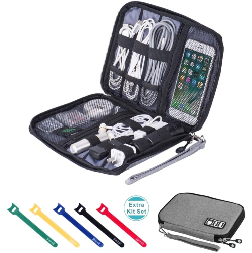 Sac de rangement de câbles de voyage Organisateur électronique portatif étanche pour câble USB Cordon de chargement Casque d’écoute Carte SD en fil