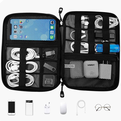 Sac de rangement de câbles de voyage Organisateur électronique portatif étanche pour câble USB Cordon de chargement Casque d’écoute Carte SD en fil