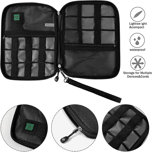Sac de rangement de câbles de voyage Organisateur électronique portatif étanche pour câble USB Cordon de chargement Casque d’écoute Carte SD en fil