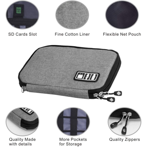 Sac de rangement de câbles de voyage Organisateur électronique portatif étanche pour câble USB Cordon de chargement Casque d’écoute Carte SD en fil