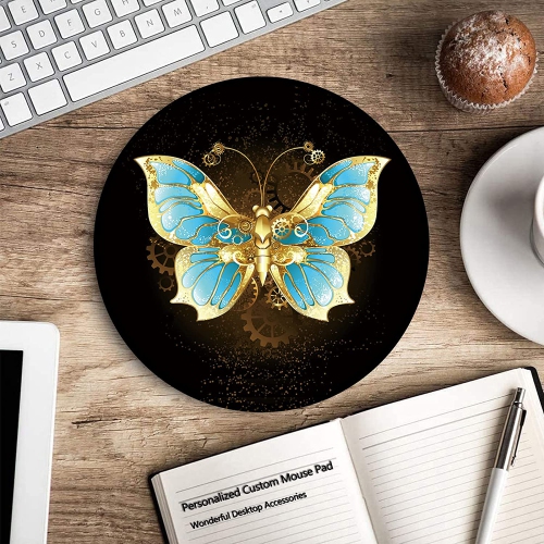 Mouse Pad Non-Slip Rubber Base Mousepad with Stitched Edge Gaming Round Mouse Pads 7.87 x 7.87 Inch