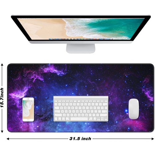 Extended Large Mouse Pad, XXL Gaming Desk Pad 31.5 x 15.7 Inch, Big Computer Keyboard Mousepad, Waterproof Mouse Mat with Stitched Edges and Non-Slip