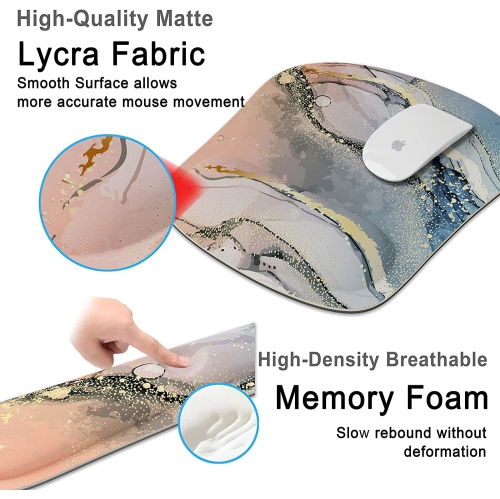 Keyboard Wrist Rest Memory Foam Ergonomic Mouse Pad with Computer Wrist Support Set with Non-Slip Rubber Base Coaster for Home, Office Easy Typing