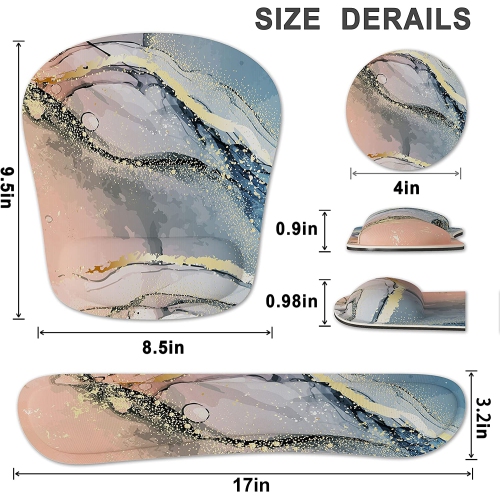 Keyboard Wrist Rest Memory Foam Ergonomic Mouse Pad with Computer Wrist Support Set with Non-Slip Rubber Base Coaster for Home, Office Easy Typing