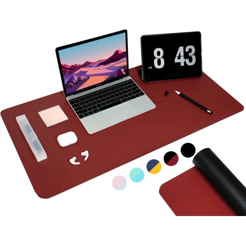 DOLAER  Mouse Pad, Office And Gaming Desk Mat, Portable Large Pu Leather Premium Textured Computer Desk Pad, Waterproof And Non-Slip, Double Side Desk