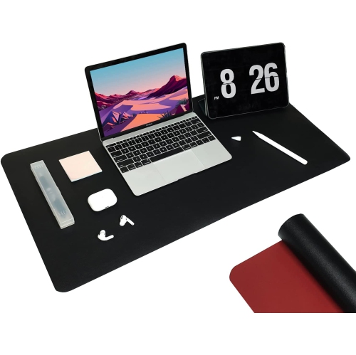 Mouse Pad, Office and Gaming Desk Mat, Portable Large PU Leather Premium Textured Computer Desk Pad, Waterproof and Non-Slip, Double Side Desk