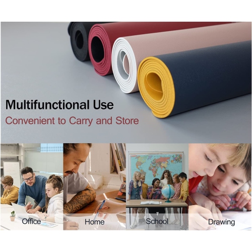 Mouse Pad, Office and Gaming Desk Mat, Portable Large PU Leather Premium Textured Computer Desk Pad, Waterproof and Non-Slip, Double Side Desk