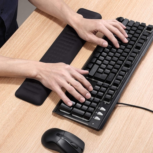 Wide Keyboard Wrist Rest Soft-Sink, Large Ergonomic Computer Wrist Support Laptop Wrist Pad for Keyboard, Memory Foam, Breathable, Sweat-Absorbent,