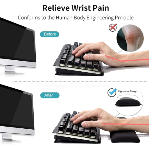 Wide Keyboard Wrist Rest Soft-Sink, Large Ergonomic Computer Wrist Support Laptop Wrist Pad for Keyboard, Memory Foam, Breathable, Sweat-Absorbent,
