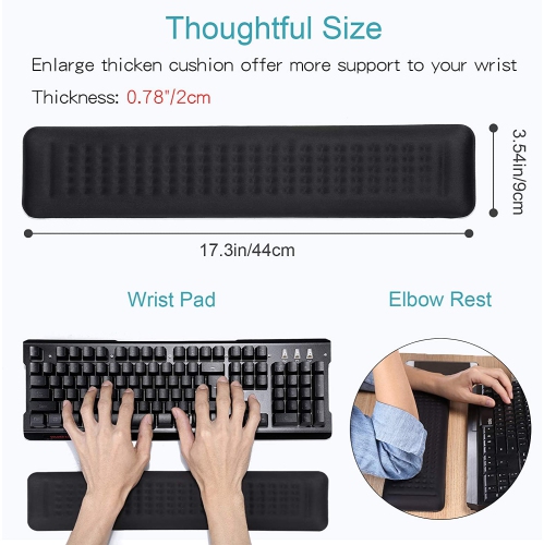Wide Keyboard Wrist Rest Soft-Sink, Large Ergonomic Computer Wrist Support Laptop Wrist Pad for Keyboard, Memory Foam, Breathable, Sweat-Absorbent,