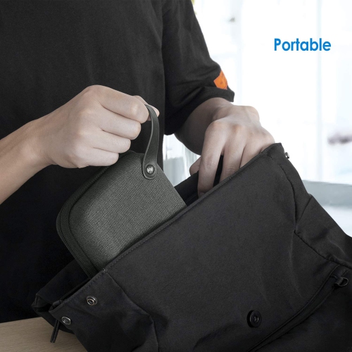 Electronics Accessories Organizer Hard Carrying Case with Double Zipper and Carrying Strap, Portable Travel Gadget Bag for Cables, SD Card, Charger,
