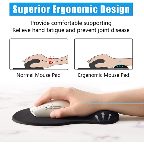 Ergonomic Mouse Pad with Wrist Rest Support, Gel Mouse Pads with Non-Slip PU Base, Pain Relief Memory Foam Mousepad for Laptop PC, Cute Office