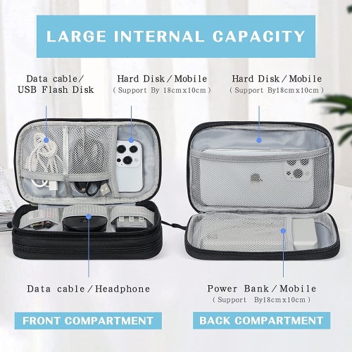 Electronic Organizer, Travel Cable Organizer Bag Pouch Electronic Accessories Carry Case Portable Waterproof Double Layers All-in-One Storage Bag for