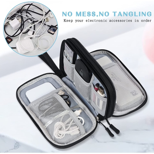 Electronic Organizer, Travel Cable Organizer Bag Pouch Electronic Accessories Carry Case Portable Waterproof Double Layers All-in-One Storage Bag for