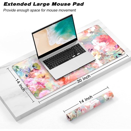 Extended Gaming Mouse Pad, XXL Large Desk Pad 30 x 14 Inch, Big Computer Keyboard Mousepad, Waterproof Mouse Mat with Stitched Edges and Non-Slip
