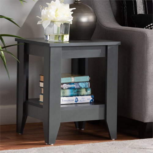 Bowery Hill Grey Finished Wood Living Room End Table