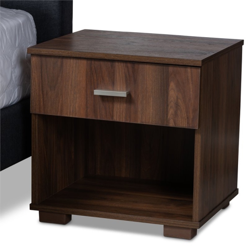 Baxton Studio Maren Queen Dark Grey Platform Bed with Two Nightstands