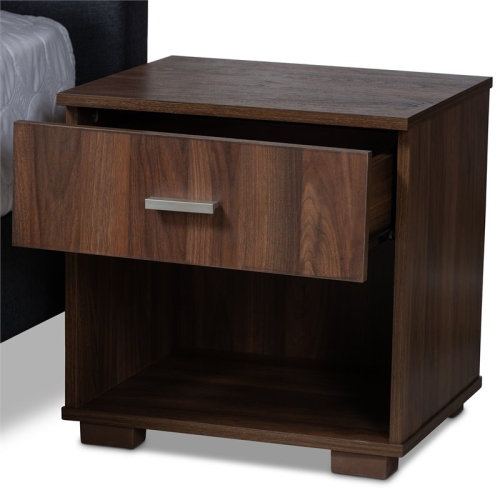 Baxton Studio Maren Queen Dark Grey Platform Bed with Two Nightstands