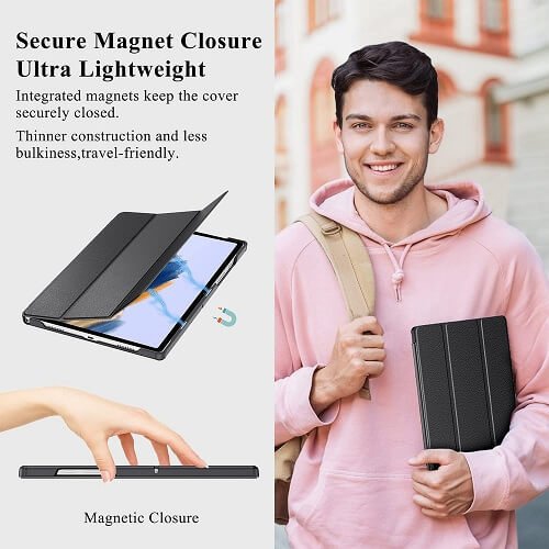 SuperShield – Étui mince pour Galaxy Tab A8 10.5 de 2021 po de Samsung, étui folio en polyuréthane thermoplastique léger à trois volets, étui