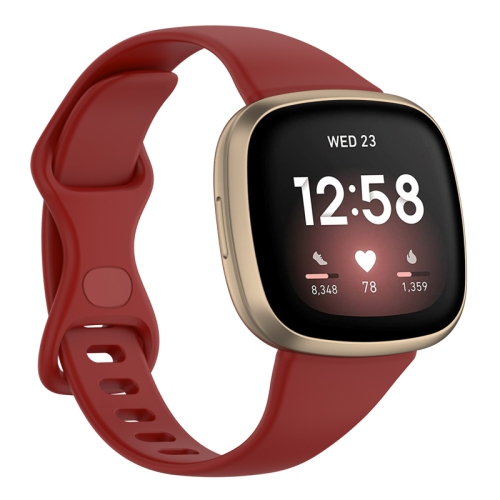 StrapsCo Slim Silicone Rubber Band Strap for Fitbit Sense - Medium-Long - Red