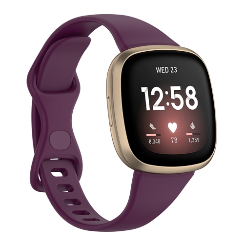 StrapsCo Slim Silicone Rubber Band Strap for Fitbit Sense - Medium-Long - Purple