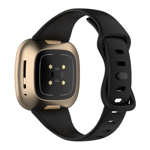 StrapsCo Bracelet en Caoutchouc de Silicone mince pour Fitbit Sense - Court-Moyen - Noir