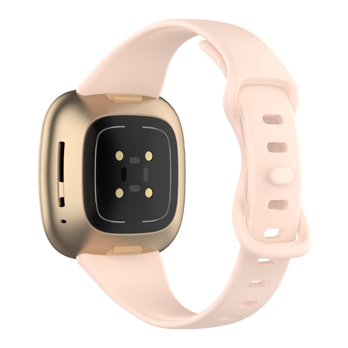 StrapsCo Bracelet en Caoutchouc de Silicone mince pour Fitbit Sense - Moyenne-Longue - Rose