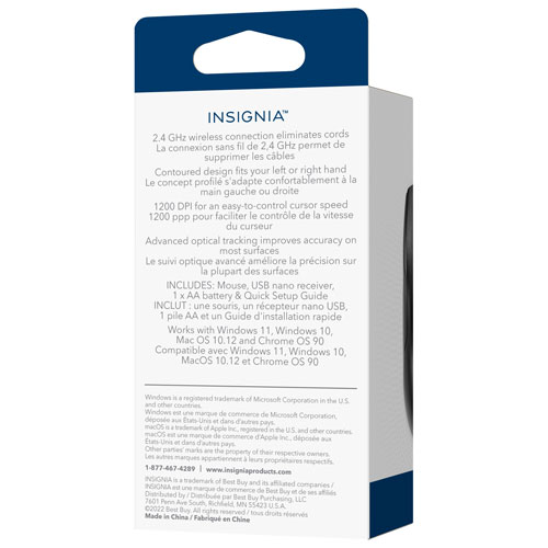 Insignia 1200DPI Wireless Optical Mouse - Black - Only at Best Buy