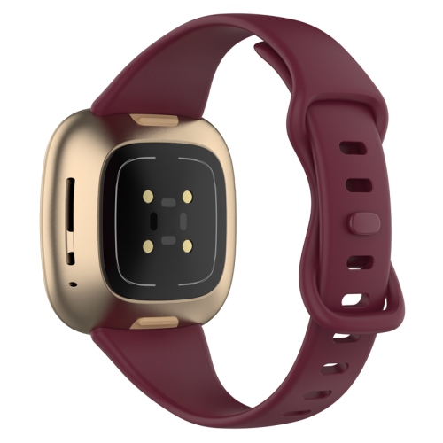 StrapsCo Bracelet en Caoutchouc de Silicone mince pour Fitbit Versa 3 - Moyenne-Longue - Rouge Sangria