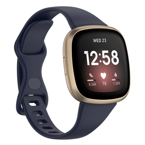 StrapsCo Slim Silicone Rubber Band Strap for Fitbit Versa 3 - Medium-Long - Dark Blue