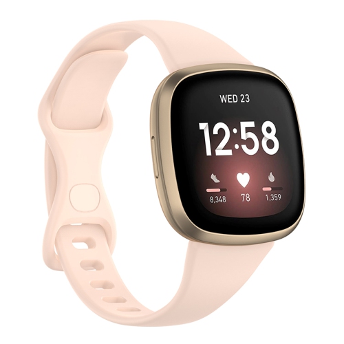 StrapsCo Bracelet en Caoutchouc de Silicone mince pour Fitbit Versa 3 - Moyenne-Longue - Rose