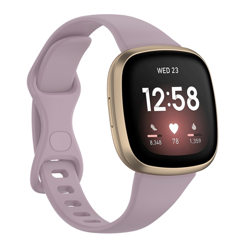 StrapsCo Slim Silicone Rubber Band Strap for Fitbit Versa 3 - Short-Medium - Lavender