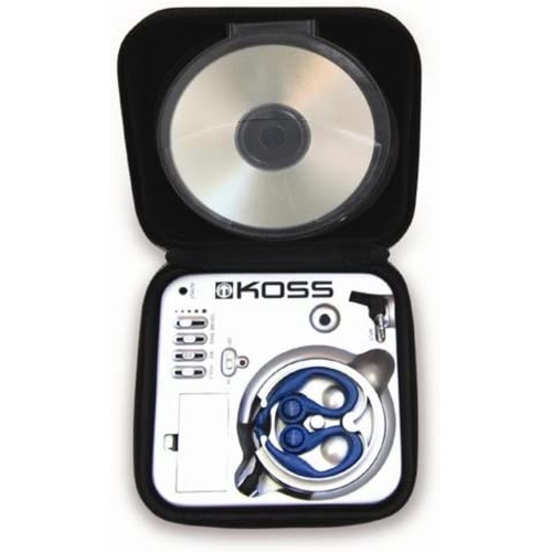 Koss Stereophones with Sportclip Portable Amplifier with Built-In Equalizer 3.5mm with Carry Case Retractable Cord - Blue & Black