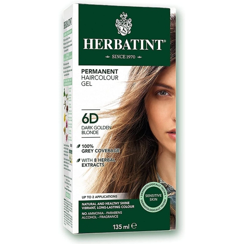 BioForce - HERBATINT- PERMANENT HAIR COLOUR, D6 DARK GOLDEN BLONDE, 135 ML