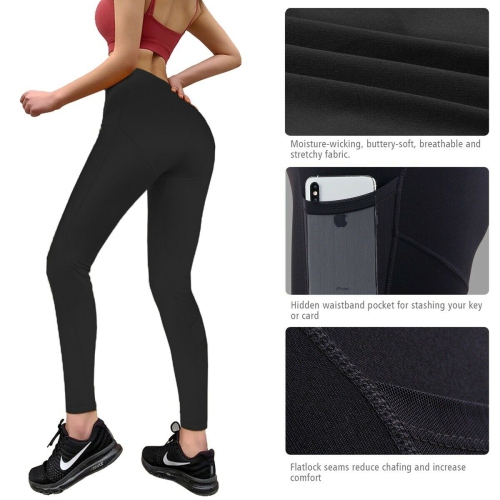Women's Breathable High Waisted Compression Gym Leggings Pants with Side  Pockets