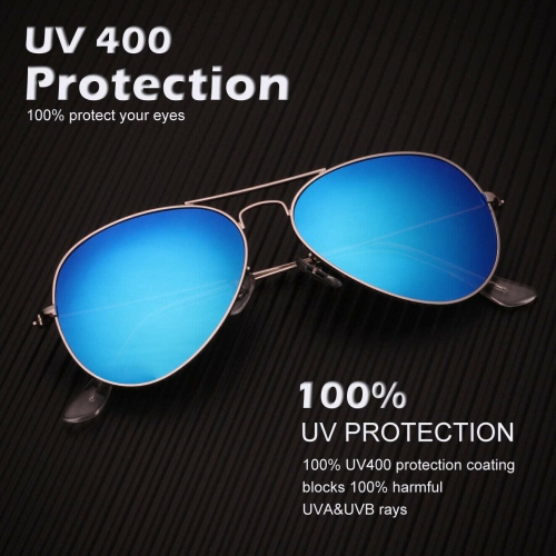 Mirrored Ice Blue Lens Classic Aviator Polarized Sunglasses UV400 for Women Men