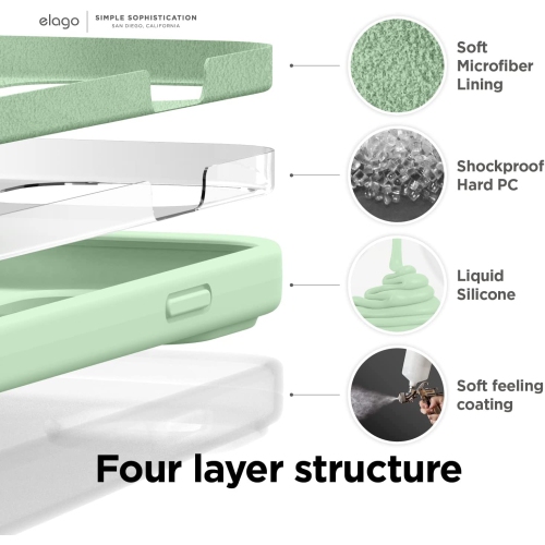 elago Compatible with iPhone 14 Pro Case, Liquid Silicone Case, Full Body Protective Cover, Shockproof, Slim Phone Case, Anti-Scratch Soft Microfiber