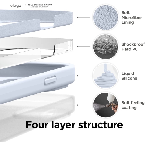 elago Compatible with iPhone 14 Pro Case, Liquid Silicone Case, Full Body Protective Cover, Shockproof, Slim Phone Case, Anti-Scratch Soft Microfiber