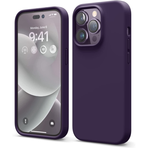 ELAGO  Compatible \w Iphone 14 Pro Case, Liquid Silicone Case, Full Body Protective Cover, Shockproof, Slim Phone Case, Anti-Scratch Soft Microfiber