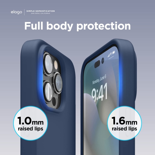 elago Compatible with iPhone 14 Pro Case, Liquid Silicone Case, Full Body Protective Cover, Shockproof, Slim Phone Case, Anti-Scratch Soft Microfiber