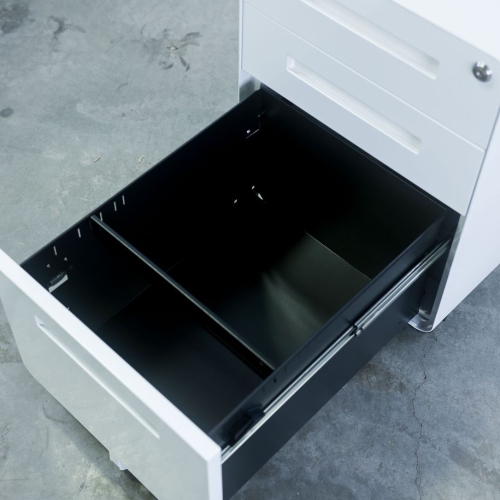 MotionGrey Metal Filing Cabinet with 3 Drawers, Vertical File Cabinet with Lock, Mobile Office Cabinet with Wheels for Legal, Letter, A4 Files - White