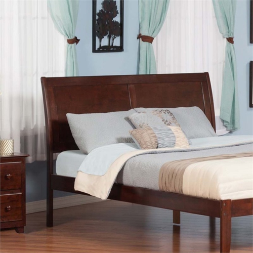 AFI Portland Queen Solid Wood Sleigh Headboard with Device Charger in Walnut