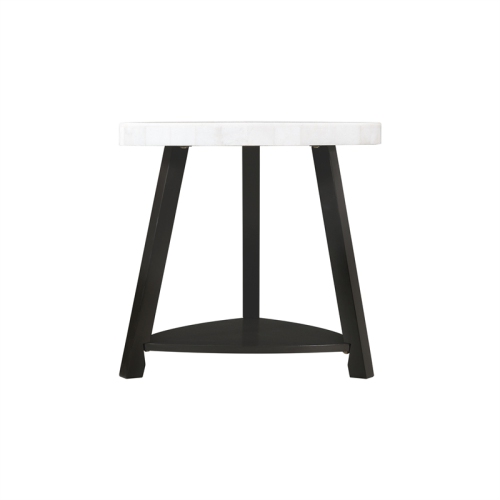 Bowery Hill Modern White Marble Top End Table in White Marble