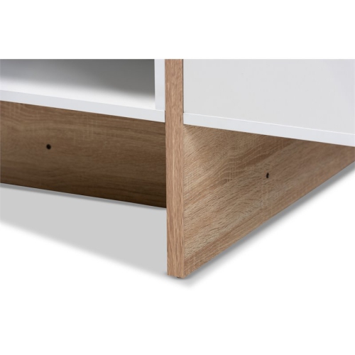 Baxton Studio Rasa Two-Tone White and Oak Finished Wood Coffee Table
