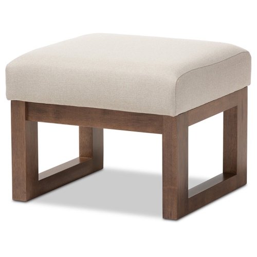 BAXTON STUDIO  Yashiya Upholstered Ottoman In Light And Walnut In Beige
