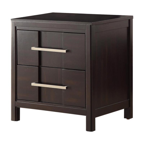 FURNITURE OF AMERICA  Vela Solid Wood 2-Drawer Nightstand In Espresso